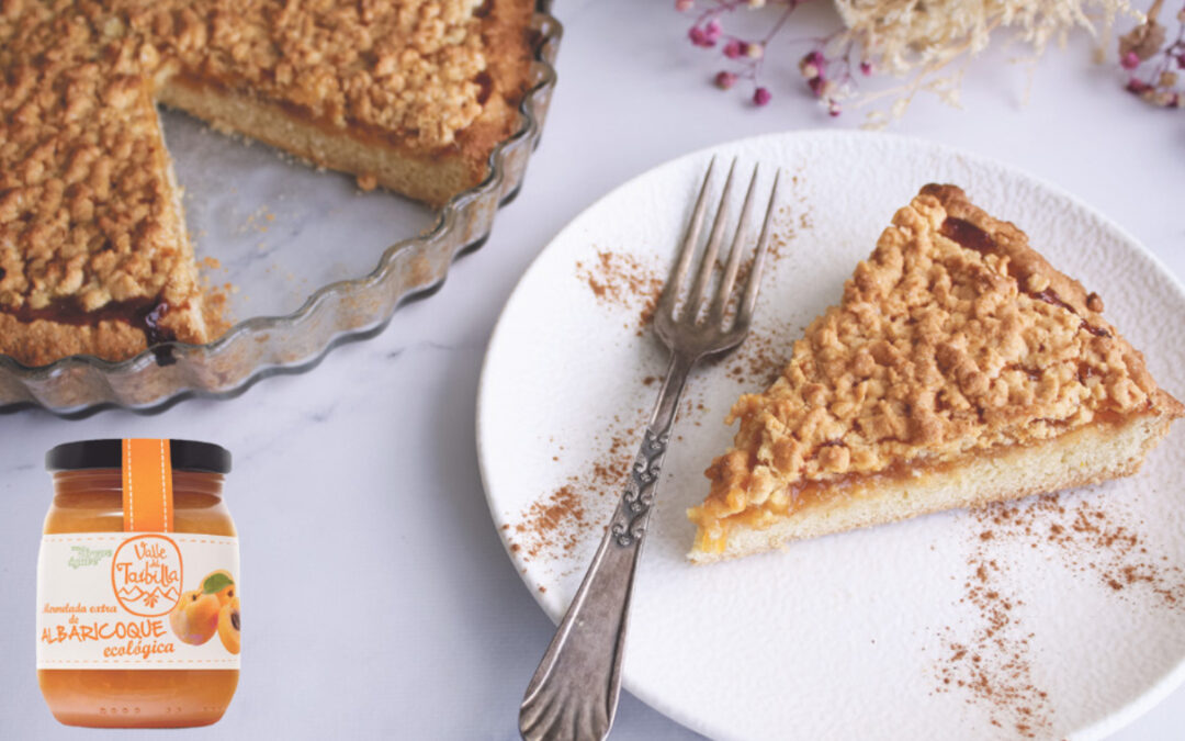 Tarta crumble de mermelada de albaricoque